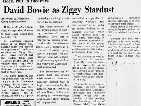 David Bowie (October 3, 1972) – “David Bowie As Ziggy Stardust” Concert Review - Boston Evening Globe