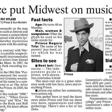 Prince (June 4 2004) “Prince put Midwest on music map” – The Courier-Journal (USA)