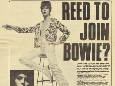 David Bowie & Lou Reed (July 8, 1972) "Reed To Join Bowie?" – NME What's On Pull-Out