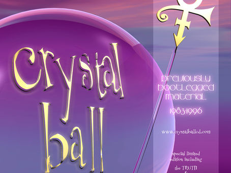 Circular 5‑disc “Puck” edition of Crystal Ball, featuring minimalist packaging and downloadable artwork representing Prince’s independently released archival collection.