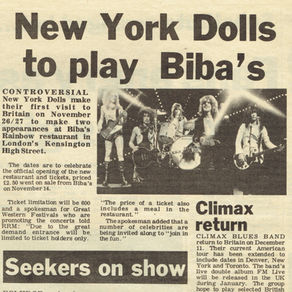 New York Dolls: Dolls to Play Biba's Article (1973))