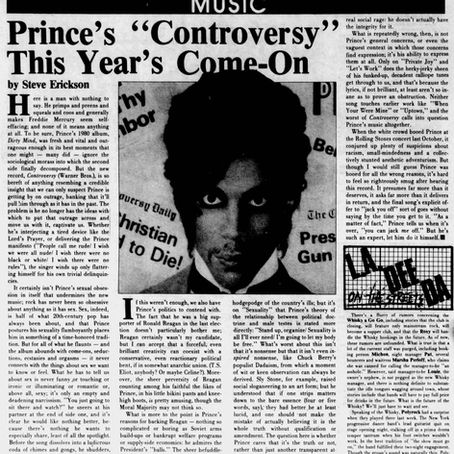 Prince (December 24, 1981) “Prince’s ‘Controversy’ This Year’s Come-On” – LA Weekly