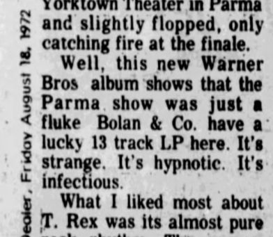 T. Rex August 18, 1972– “Discotakes” Feature – The Plain Dealer