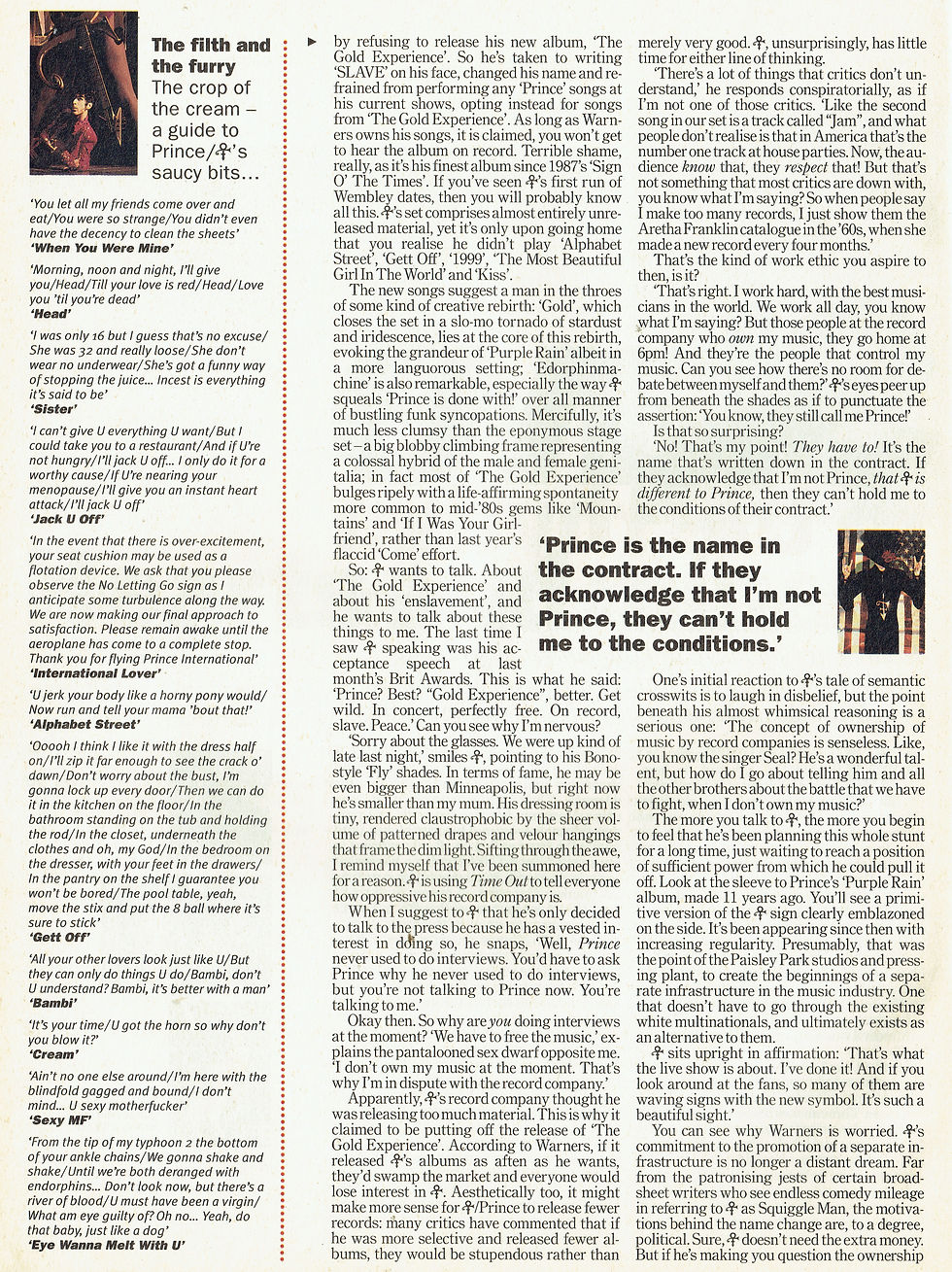 Thumbnail: Time Out London UK Magazine  March 15, 1995 Prince