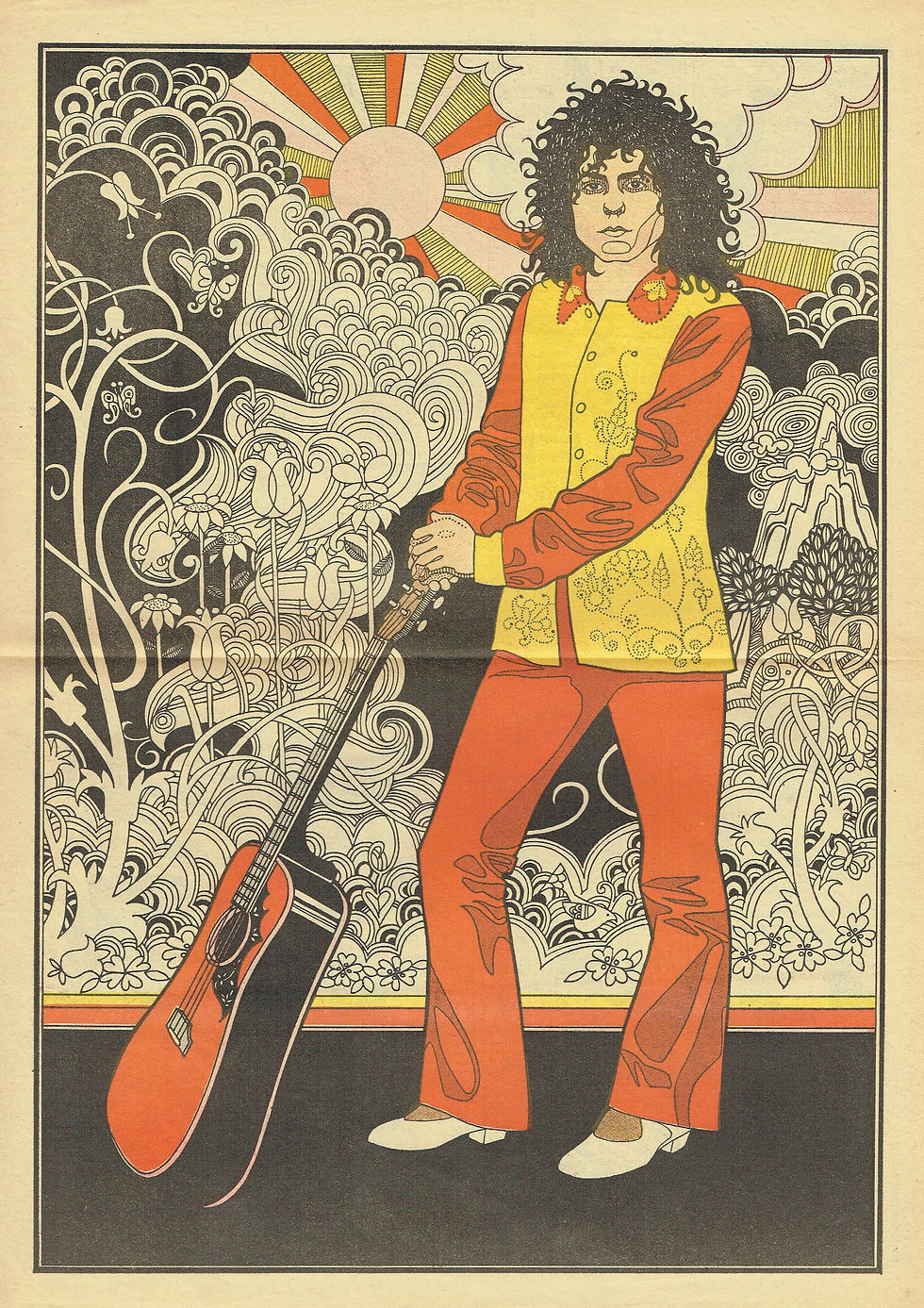 Marc Bolan (July 29, 1972) Psychedelic Illustration – Romeo Magazine