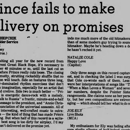 Prince (November 9, 1981) “Prince fails to make delivery on promises” – The Beaumont Enterprise