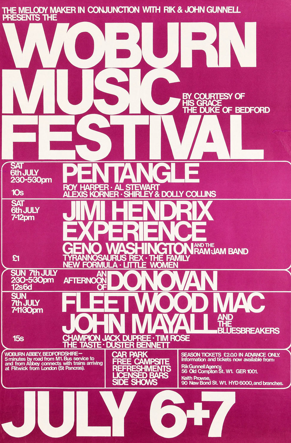 Tyrannosaurus Rex (July 6 & 7, 1968) – Woburn Music Festival Poster
