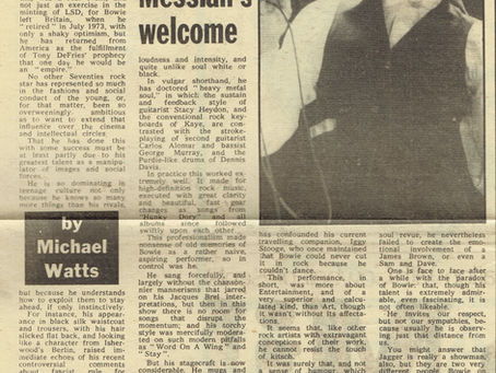 David Bowie (May 8 1976) The Exile Returns-Article