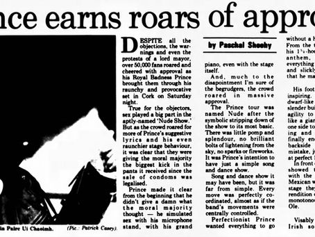 Prince (July 13, 1990) “Prince earns roars of approval” Concert Review – The Kerryman