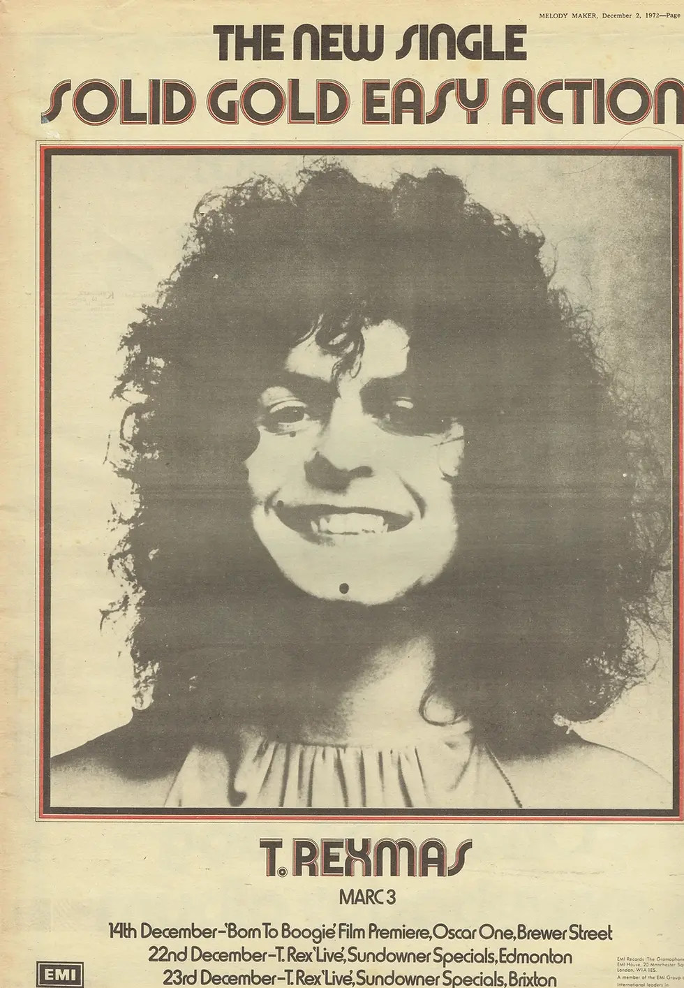 T.Rex: "The New Single & Sundown" Advert (1972)