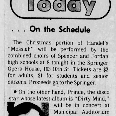 Prince (December 16, 1980) “On the Schedule” – The Columbus Ledger