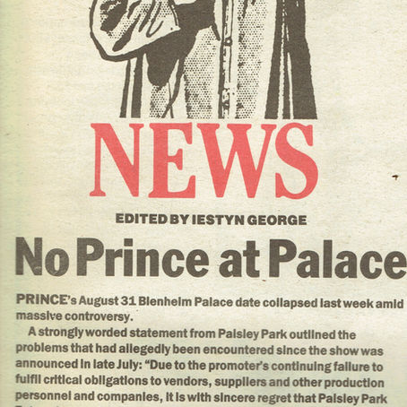 Prince (August 3, 1991) – “No Prince at Palace” News Item – New Musical Express