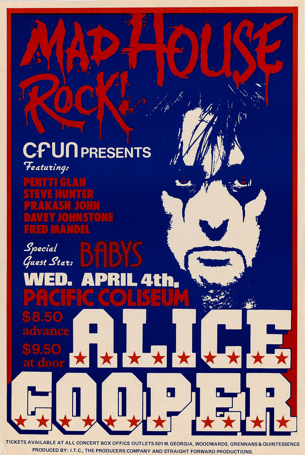 Alice Cooper (April 4, 1979) Mad House Rock! - Pacific Coliseum, Vancouver, BC.
