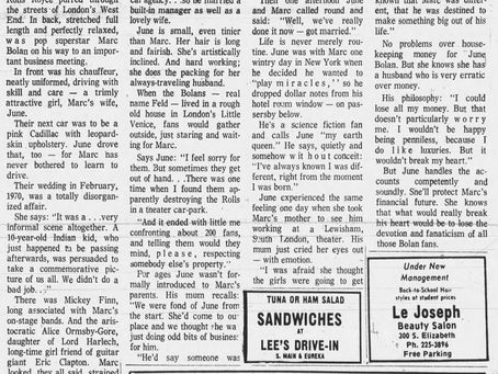 Marc Bolan (August 27, 1974) – “Bolans’ Life Adventuresome” Feature – The Lima News (Lima, Ohio)