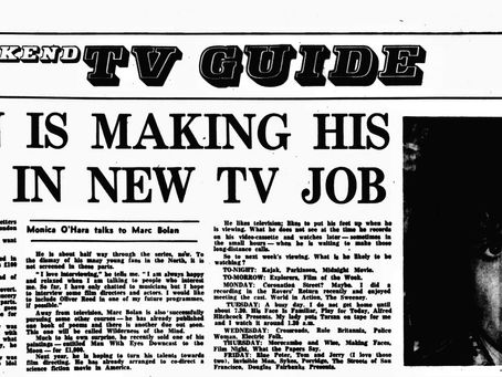 Marc Bolan (October 25, 1975) – “Bolan Is Making His Mark In New TV Job” Feature – Liverpool Echo.