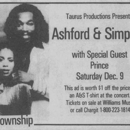 Prince (December 8, 1978) – Ashford & Simpson with Special Guest Prince (Day-Before Ad)