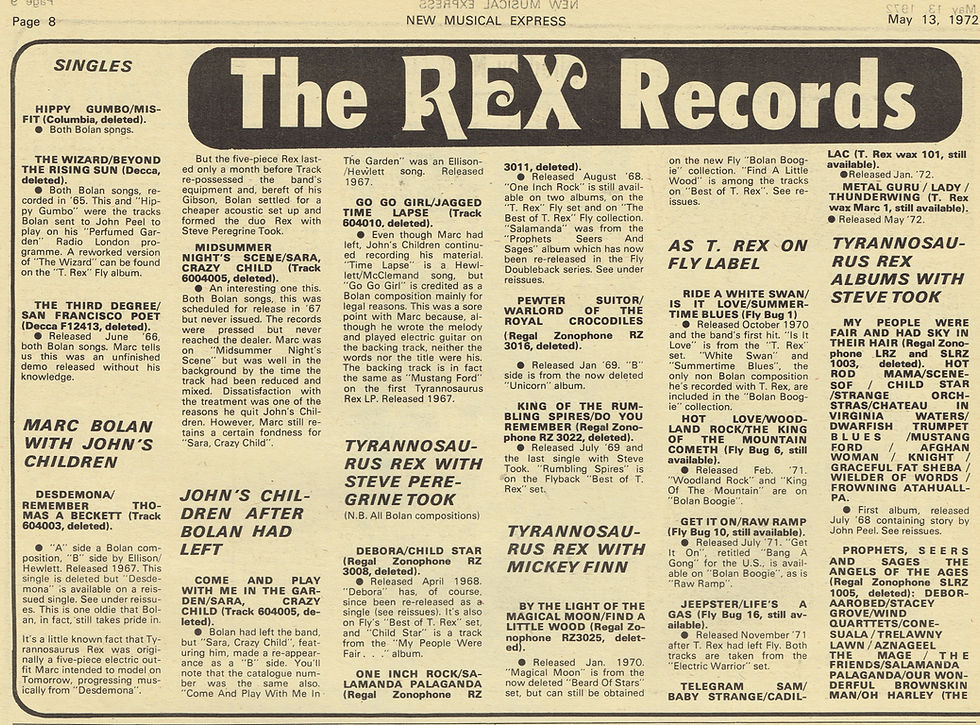Marc Bolan / T. Rex (May 13, 1972) Historic Recordings Survey – NME