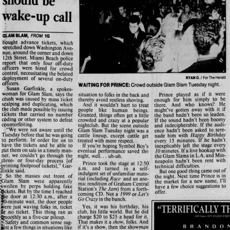 Prince (June 7, 1994) – Glam Slam Grand Opening, Miami Beach.