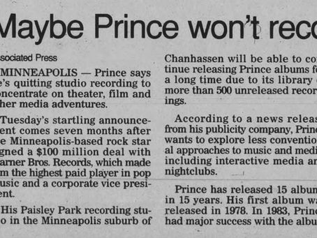 🟣 🗞️ Maybe Prince Won’t Record Until 1999 – News Article: Apr. 1993