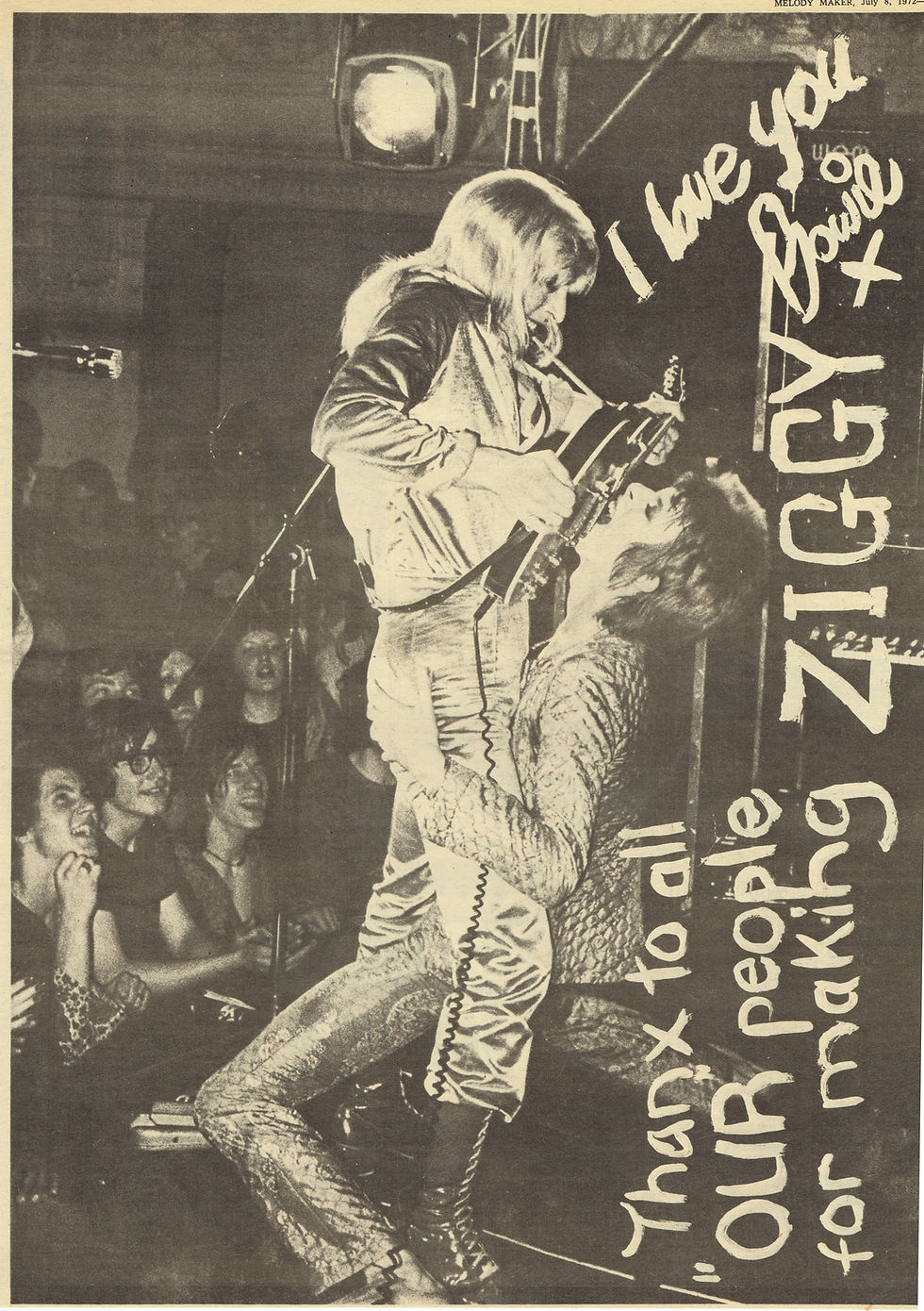 David Bowie (July 8, 1972) "Thank You To All Our People For Making Ziggy" – Melody Maker Full-Page Feature / Advert