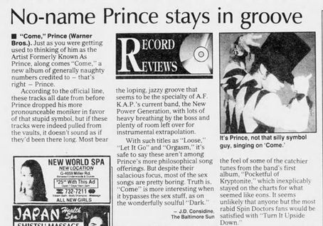 Prince (August 26, 1994) – “Come” Album Review – The Flint Journal