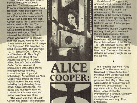 Alice Cooper (May 1989) Metal’s Original Madman! / Banned In Germany!! – Metal Maniacs Magazine