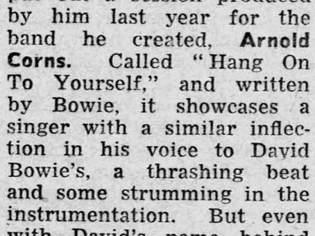 David Bowie (September 19, 1972) – “Arnold Corns – Hang On To Yourself” Review – Burnham‑on‑Sea Gazette and Highbridge Express