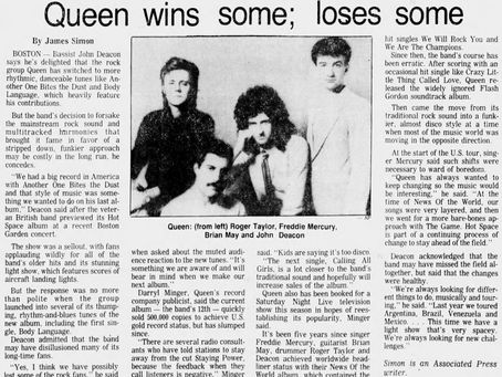 Queen (October 2, 1982) – “Queen Wins Some; Loses Some” Feature - Star-Phoenix