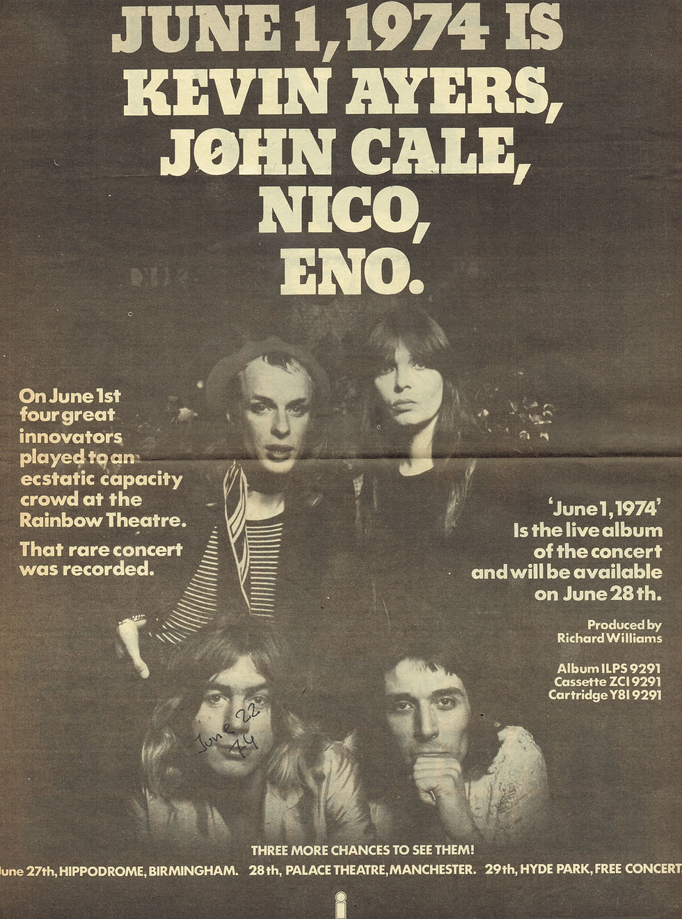 Kevin Ayers, John Cale, Nico & Eno (June 22, 1974) Melody Maker