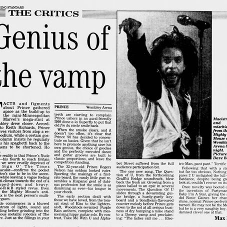 Prince (June 20, 1990) “Genius of the vamp” Concert Review – Evening Standard