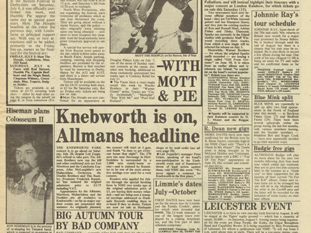 NME (June 15, 1974) “News Desk” Page – Faces, Sparks, Mott & More