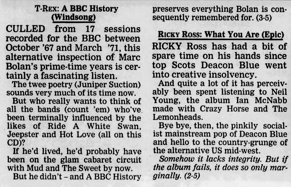 T. Rex (June 15, 1996) “T-Rex: A BBC History (Windsong)” Daily Echo