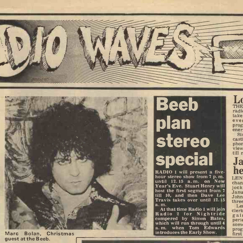 T. Rex (December 22, 1973) “Marc Bolan, Christmas guest at the Beeb” - Record Mirror