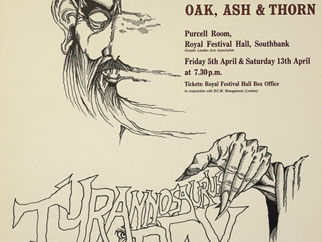 Tyrannosaurus Rex (April 5 & 13, 1968) “Oak, Ash & Thorn” Concert Poster – Royal Festival Hall