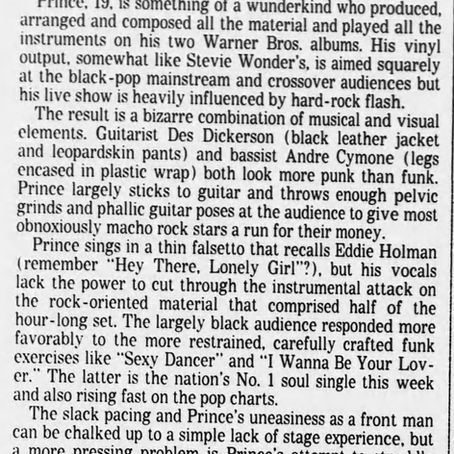 Prince (November 29, 1979) Roxy Performance Review – The Los Angeles Times US