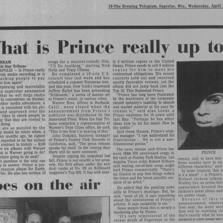 Prince (April 28, 1993) What is Prince Really Up To? – The Evening Telegram