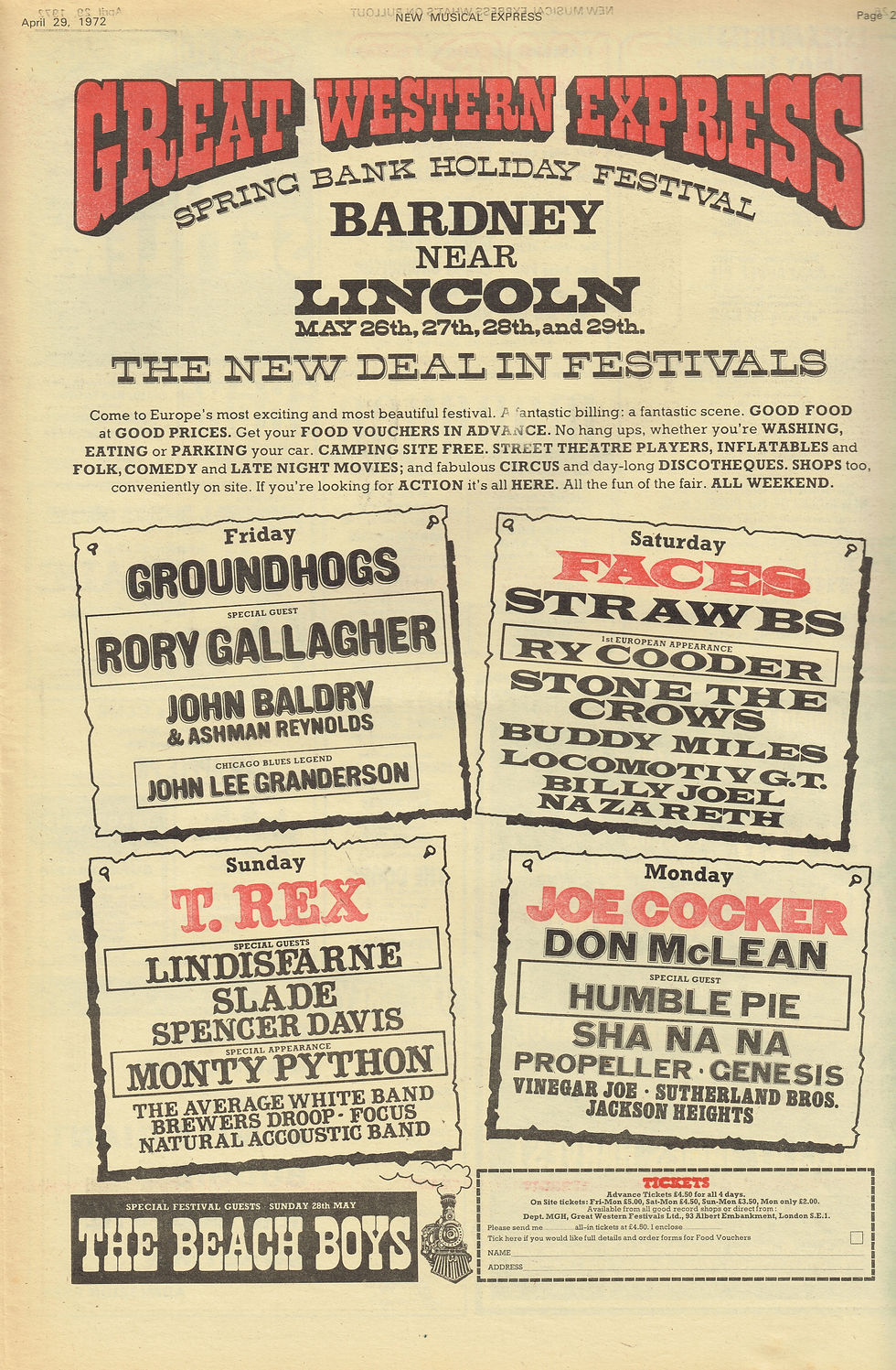 📰 Great Western Express Festival – Advert: Apr. 1972