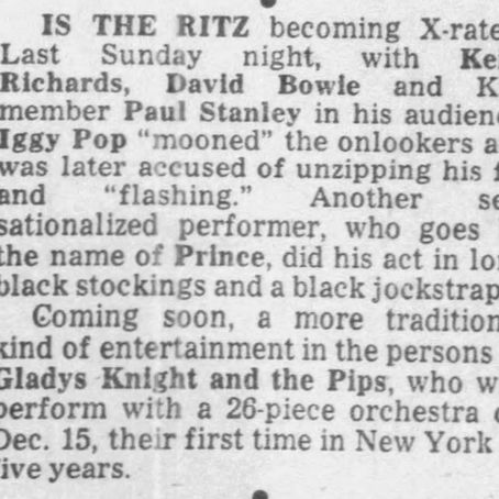 Prince (December 12, 1980) Daily News, New York at The Ritz 