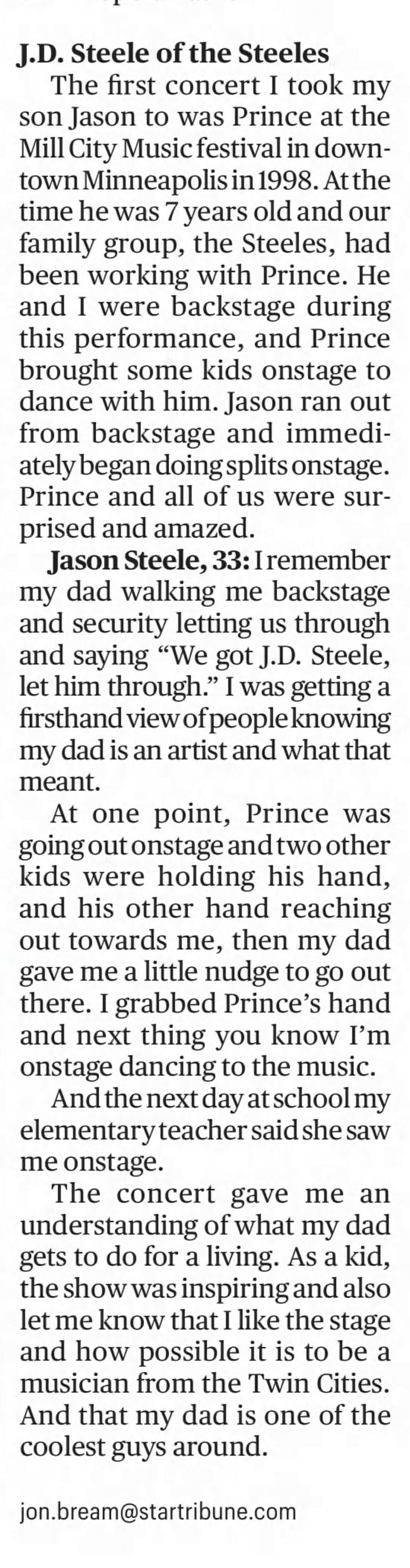 Prince (June 14, 2025) “J.D. Steele of the Steeles” Star Tribune – Article