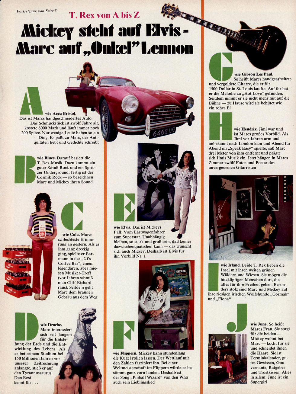 Marc Bolan (September 20, 1971) – “T. Rex von A bis Z: Für Marc braucht Mickey starke Nerven” – Bravo Magazine