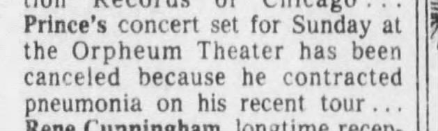 Prince (December 13, 1979) – Orpheum Theater Christmas Show Canceled