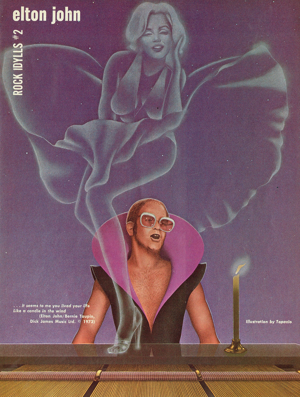 Elton John (July 1, 1975) "Rock Idylls #2" Illustration – Circus Magazine