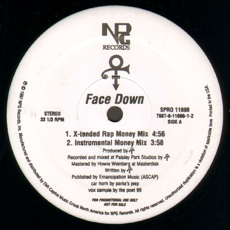 Prince O(+> (April 1997) Face Down - Promo 12"/CD Single