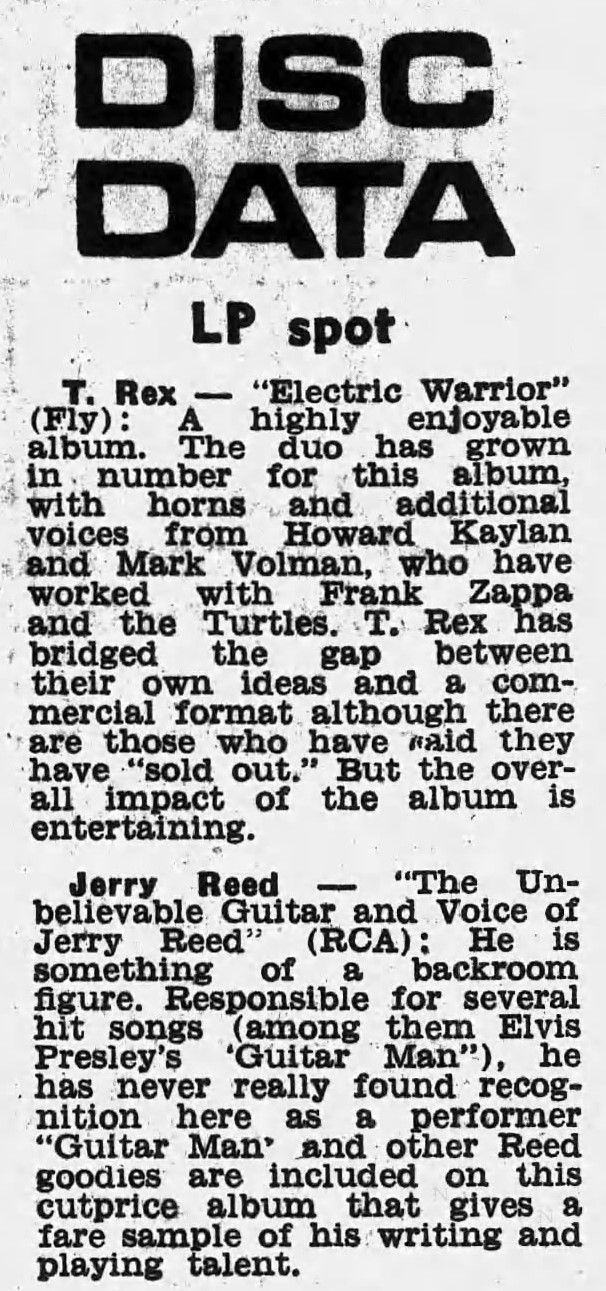 T. Rex (October 12, 1971) – “Electric Warrior” Album Review - Lincolnshire Echo