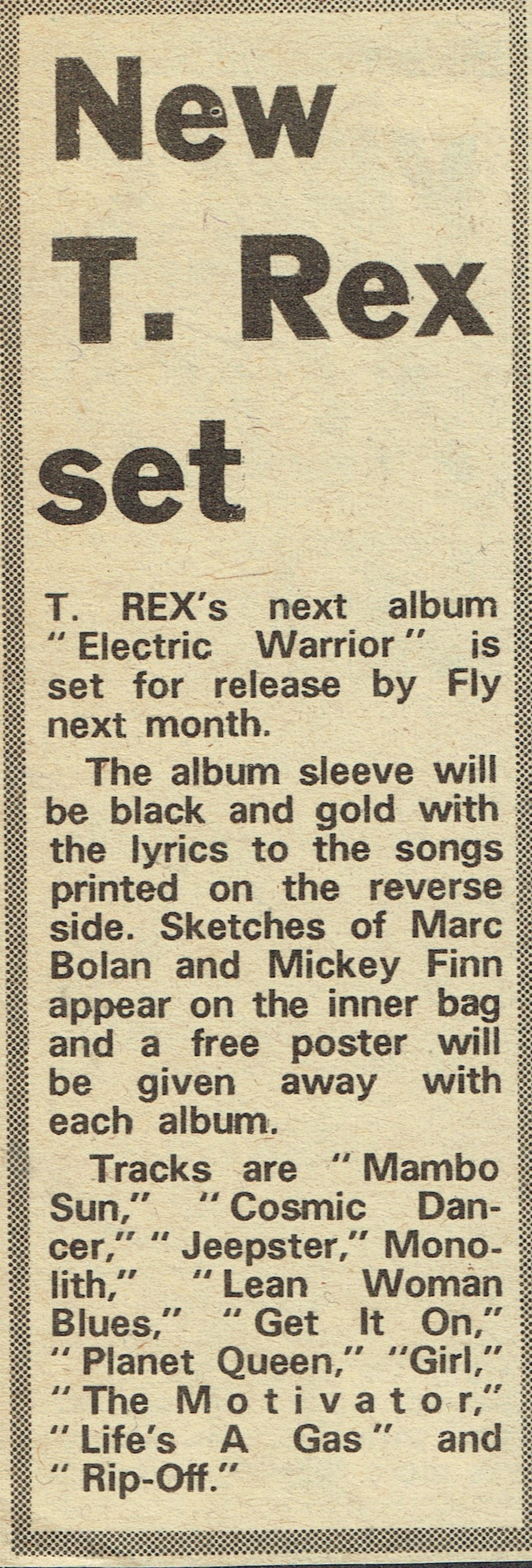 T. Rex (August 28 1971) – “New T. Rex Set” Feature – Melody Maker