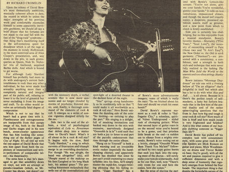 David Bowie (July 20 1972)"The Rise and Fall of Ziggy Stardust and the Spiders from Mars" – Album Review – Rolling Stone