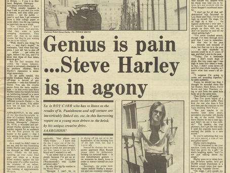 Steve Harley (June 15, 1974) – NME – Genius is Pain ...Steve Harley is in Agony