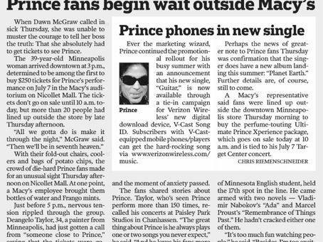 Prince (June 1, 2007) “Prince fans begin wait outside Macy’s” – News Article – Star Tribune (US)