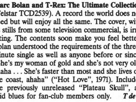 T. Rex (September 29, 1991) – “Marc Bolan and T. Rex: The Ultimate Collection” Review - The Independent
