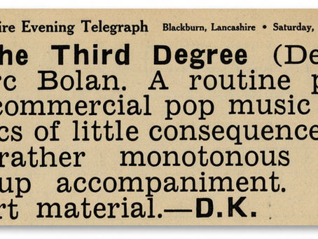 Marc Bolan (June 4, 1966) "The Third Degree" Single Review – Lancashire Evening Telegraph (UK)